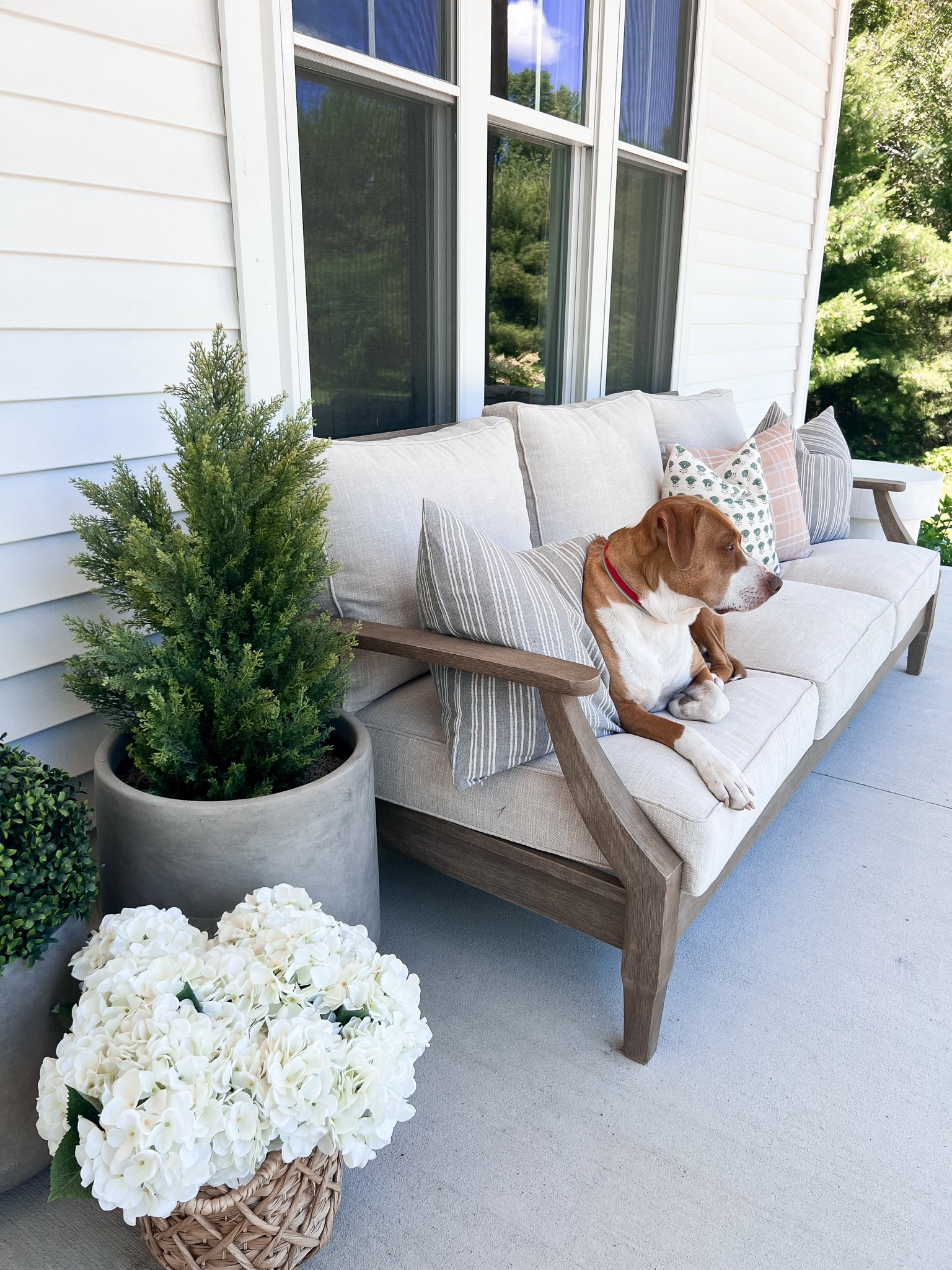 Our @wayfair porch decor & furniture was one of the best investments we made when we moved into our new house. #wayfairpartner Fast forward to a year later, & we have 0 regrets! The furniture has help up so nicely! It is very pet & family friendly, weather resistant & has been super easy to keep clean! 10/10 recommend👌🏻 #wayfair 

#LTKSeasonal #LTKFamily #LTKHome