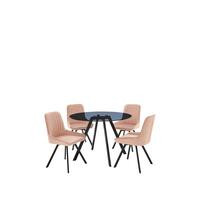 Triplo 110 cm Round Dining Table + 4 Swivel Chairs - Pink/Black | Very (UK)