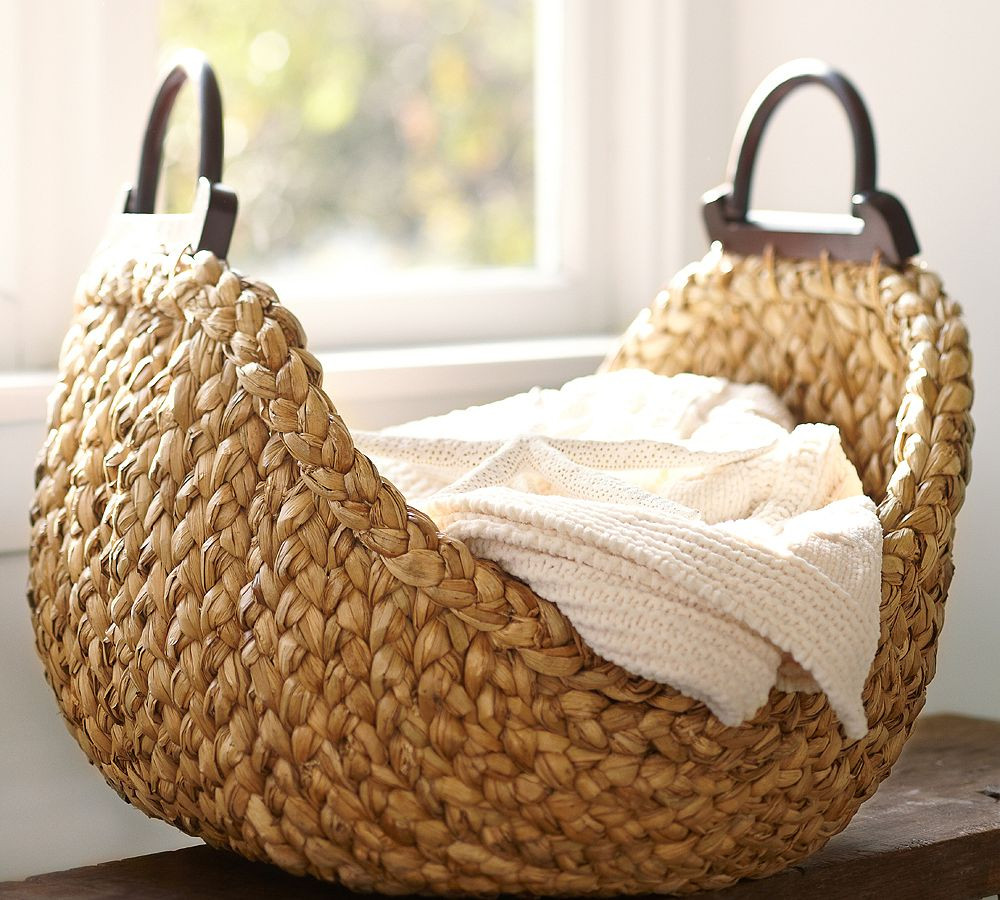 Beachcomber Handwoven Seagrass Wood-Handled Basket | Pottery Barn (US)