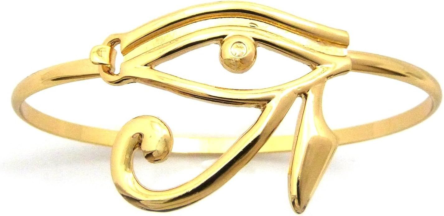 Fashion21 Unisex Egyptian Collection Horus Bird, Ankh, Ma'at, Eye of Heru Piece 3mm Wire Bangle C... | Amazon (US)