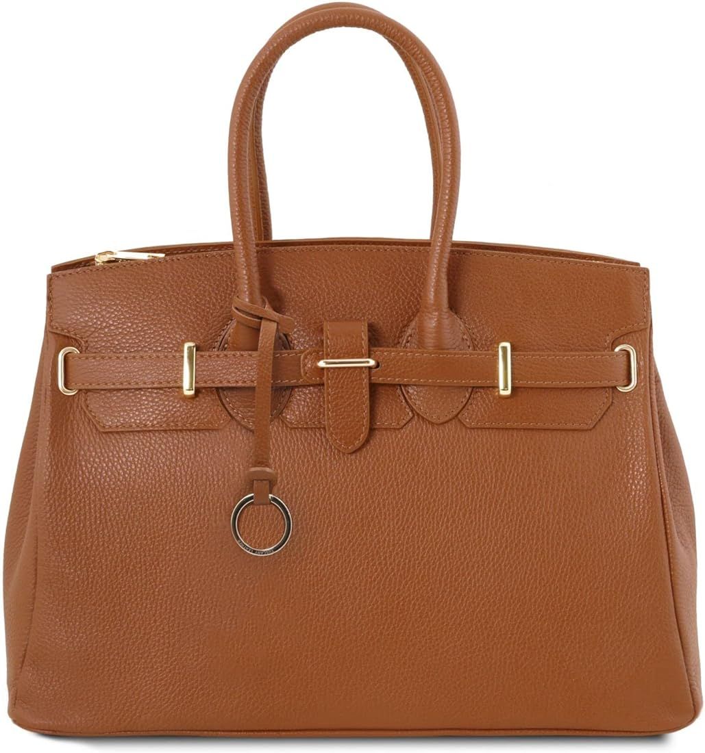 Tuscany Leather TLBag Leather handbag with golden hardware Cognac | Amazon (US)