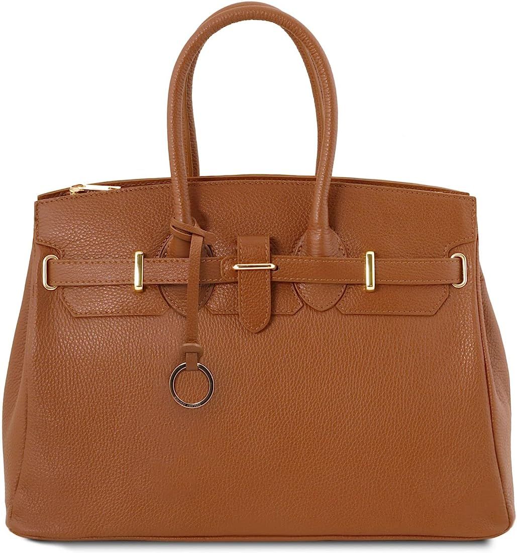 Tuscany Leather TLBag Leather handbag with golden hardware Cognac | Amazon (US)