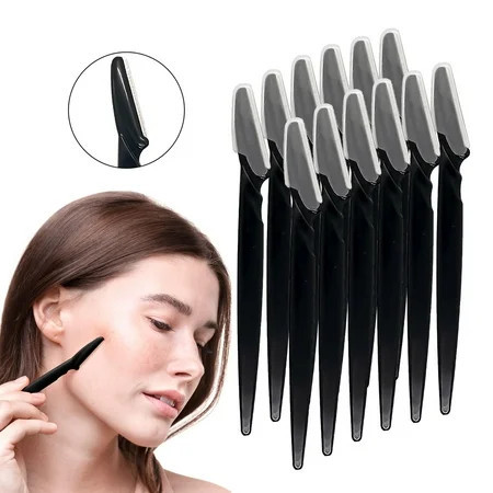 Kitsch Pro Dermaplaning Tool Set - Eyebrow and Face Razor - 12 Pack (Black) | Walmart (US)