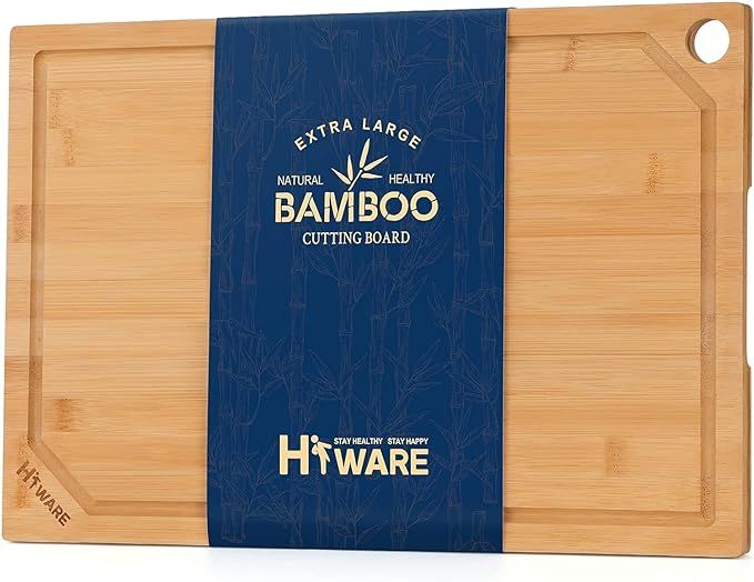 24 x 18 Extra Large Bamboo Serving Boards for Kitchen, Heavy Duty Wood Butcher Block Chopping Boa... | Amazon (US)