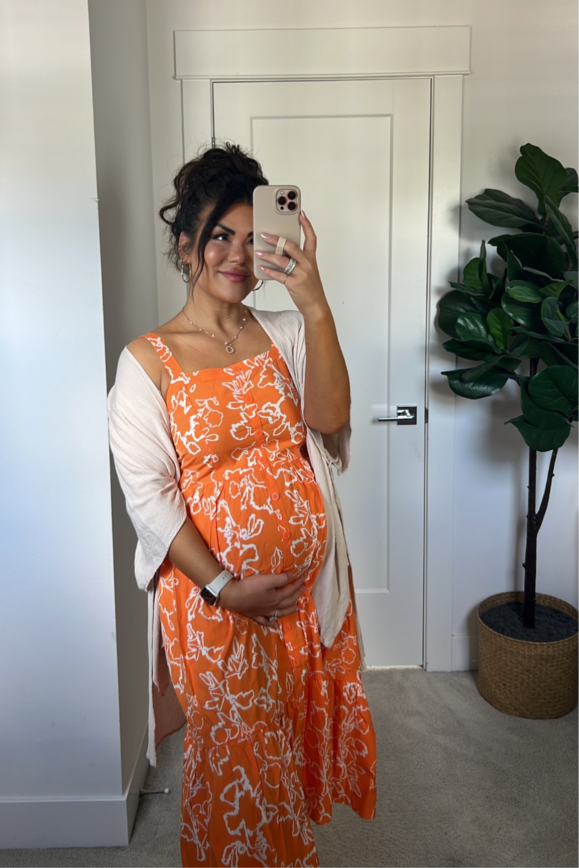 Bump outfit / summer style inspo / orange summer dress / second trimester / pregnancy outfit / ootd 

#LTKstyletip #LTKshoecrush #LTKbump