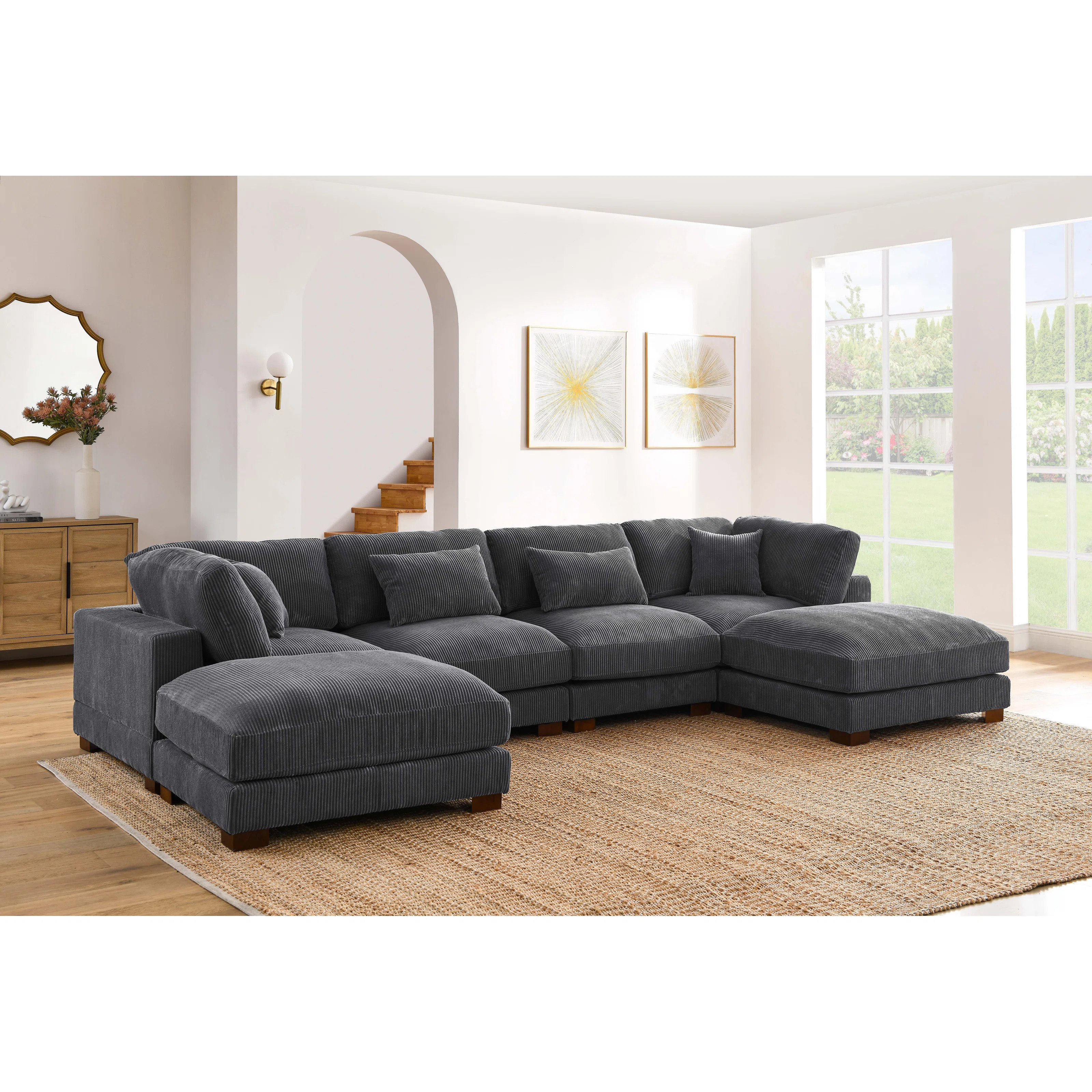 Andreco 6 - Piece Corduroy Sectional | Wayfair North America