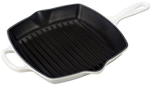 Le Creuset Enameled Cast Iron Signature Square Skillet Grill, 10.25", White | Amazon (US)