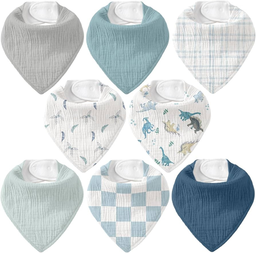 Muslin Baby Bibs 8 Pack, Baby Bandana Drool Bib for Drooling and Teething, Cotton Soft Absorbent ... | Amazon (US)