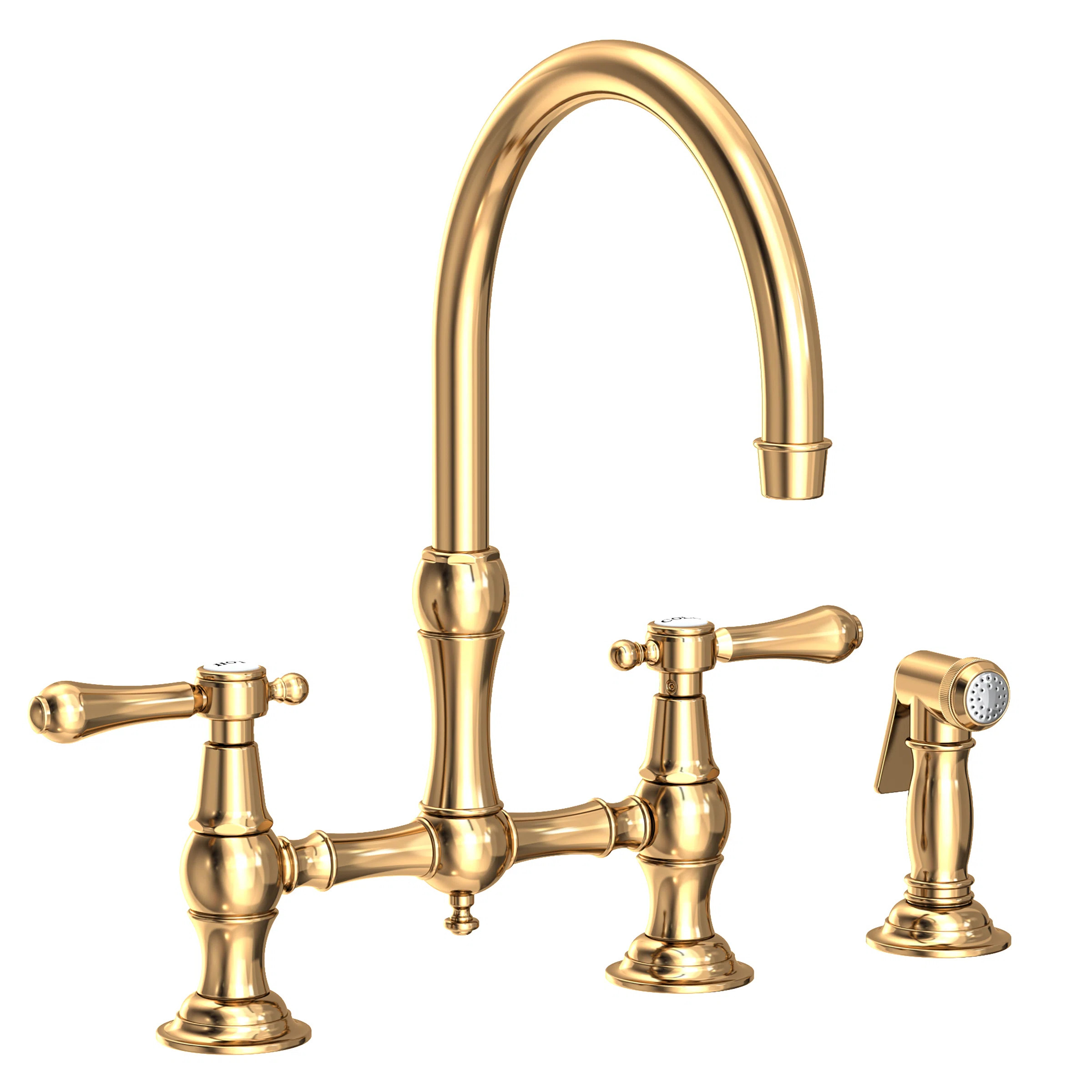 Newport Brass Chesterfield Kitchen Bridge Faucet with Side Spray & Reviews | Perigold | Perigold