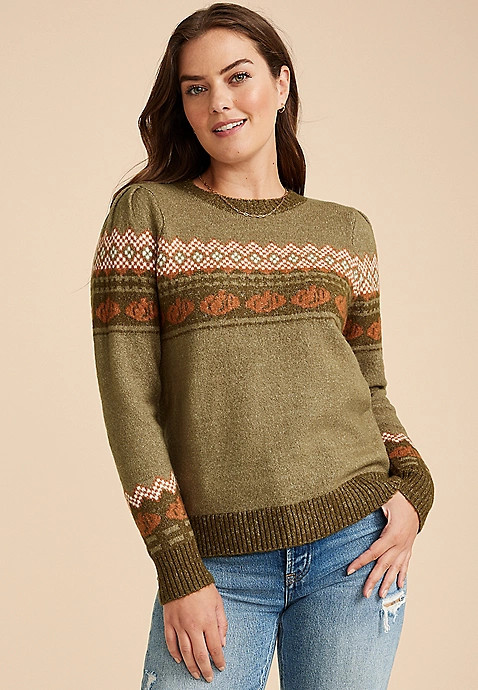 Fair Isle Pumpkin Sweater | Maurices