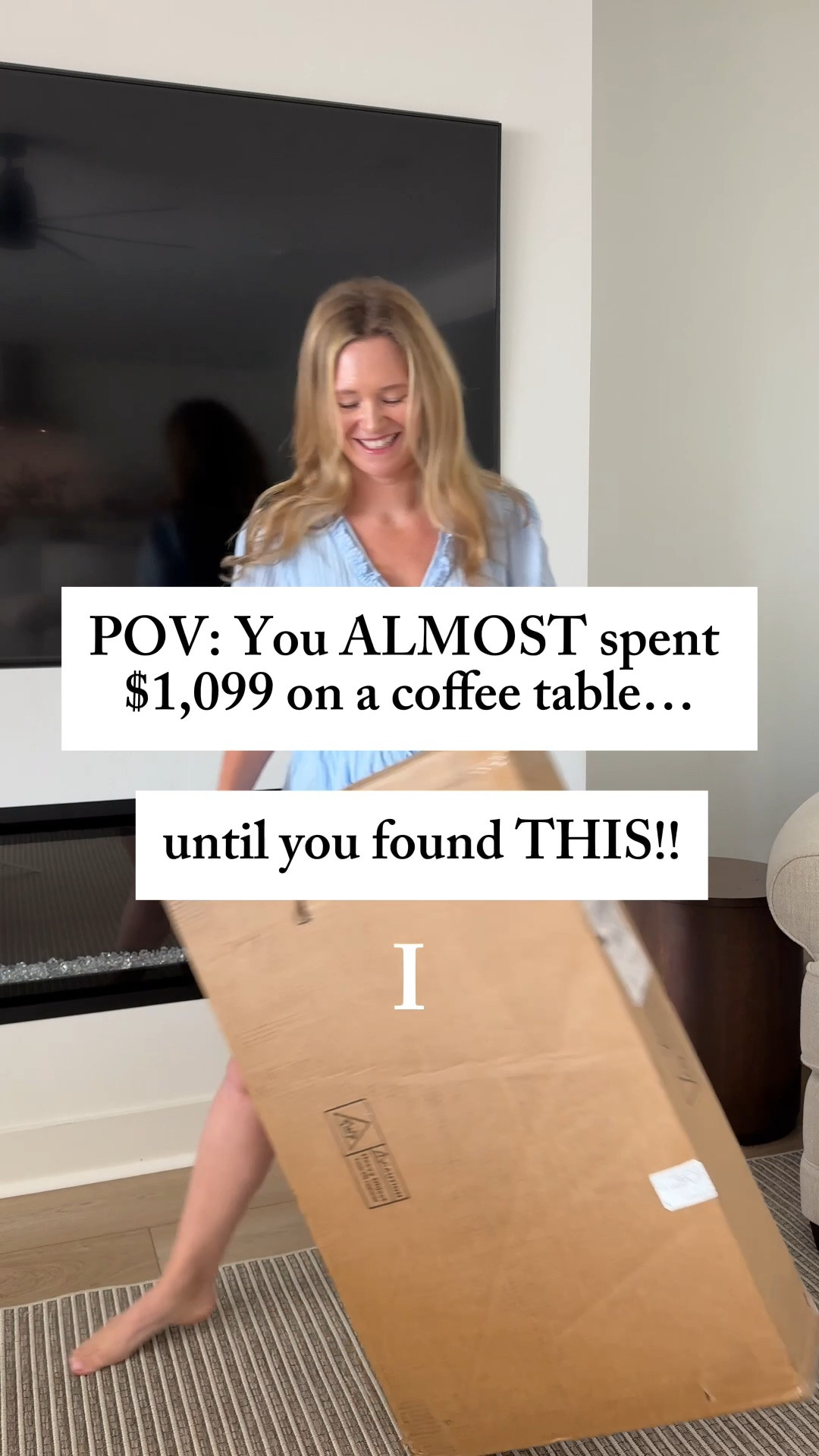 This coffee table is seriously better then we expected! You do not need to spend over $1,000 to get this high end designer look.
The coffee table is the perfect color, light wood tones, marbled with dark accents to compliment any existing furniture in your living room.
The storage is just an extra bonus that we love to have! Put your pillows, blankets, even remotes in there!