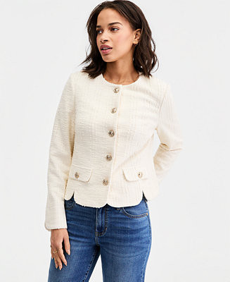 Women's Collarless Scalloped Jacket | Macy's