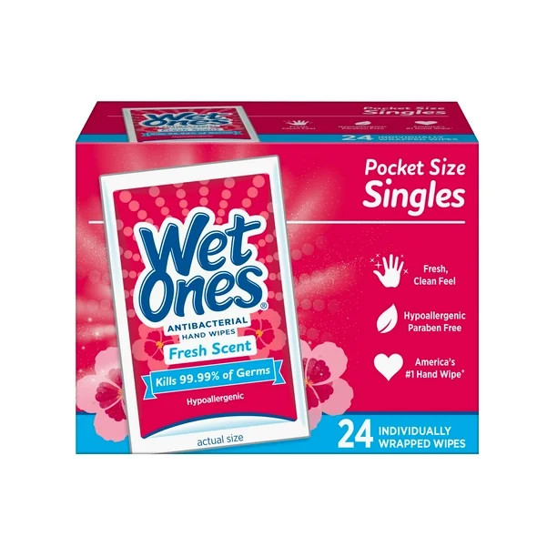 Wet Ones Antibacterial Hand Wipes Singles, Fresh Scent, 24 Ct | Walmart (US)