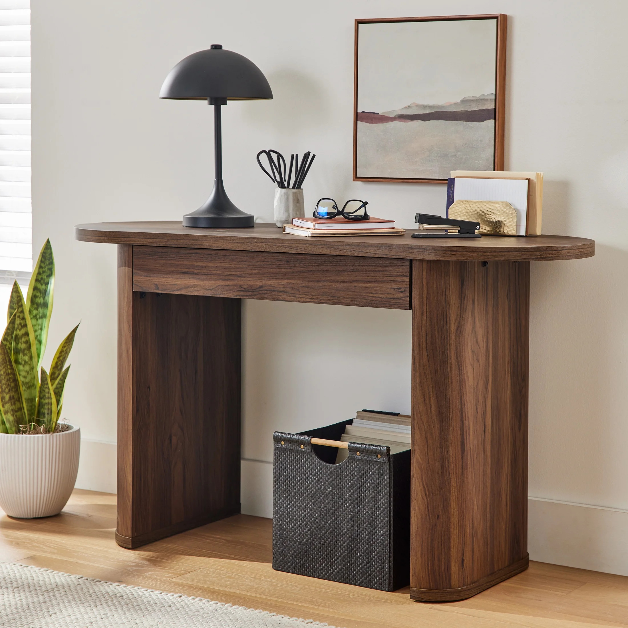 Better Homes & Gardens Juliet Oval Writing Desk, Walnut Finish | Walmart (US)