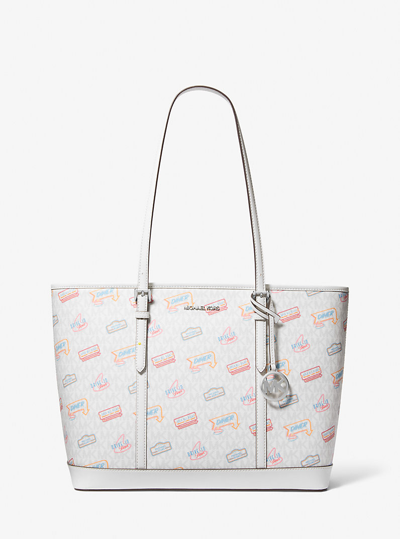 Jet Set Large Printed Signature Logo Tote Bag | Michael Kors US