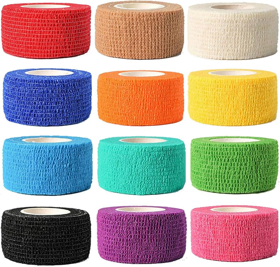 (12-Pack) 1” x 5 Yards | Self Adhesive Bandage Wrap, Kuvvfe Athletic Elastic Cohesive Bandage f... | Amazon (US)