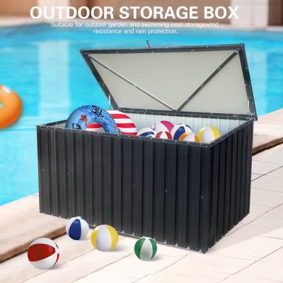 Lyngins Stylish Metal Outdoor Storage Box – Deck Box Outdoor Waterproof for Garden/Patio/Terrace, Easy Assembly, Multi-Use Patio Storage Box -Small | Target
