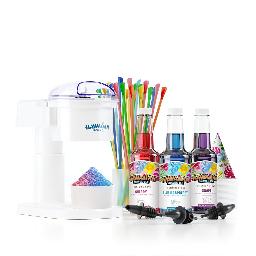 Hawaiian Shaved Ice S700 Kid-Friendly Snow Cone Machine Kit with 3-16oz. Syrup Flavors: Cherry, G... | Amazon (US)