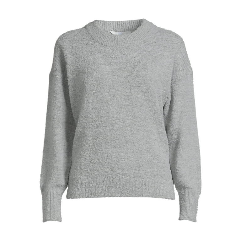 Time and Tru Women's Long Sleeve Eyelash Crewneck Pullover Sweater, Sizes XS-XXL | Walmart (US)