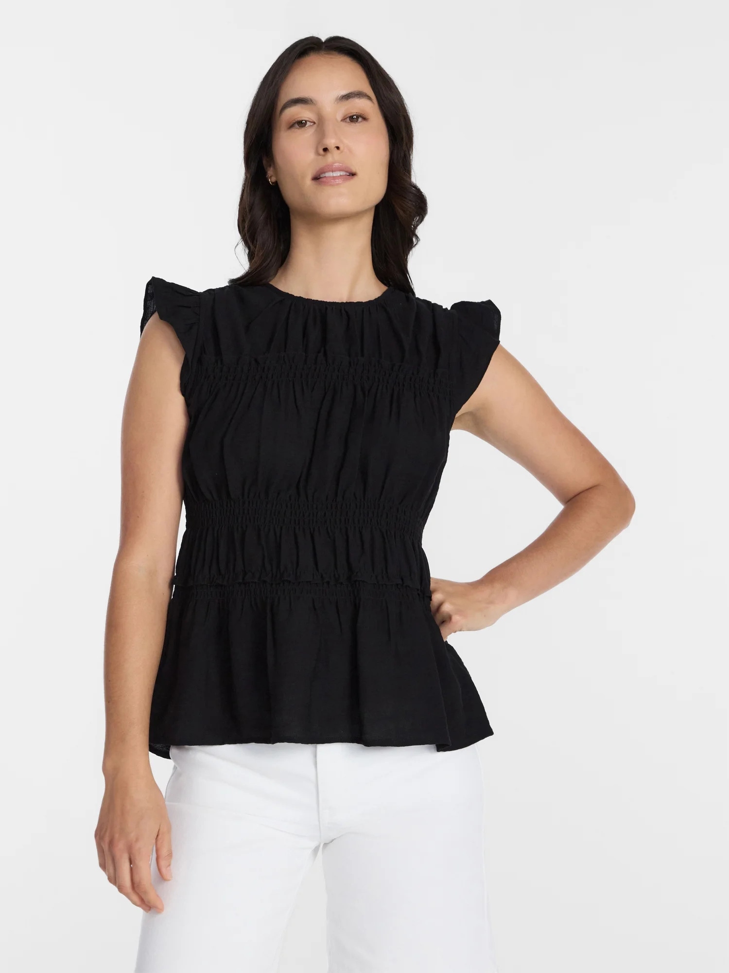 Time and Tru Women's Sleeveless Smocked Femme Top, Sizes XS-XXXL | Walmart (US)