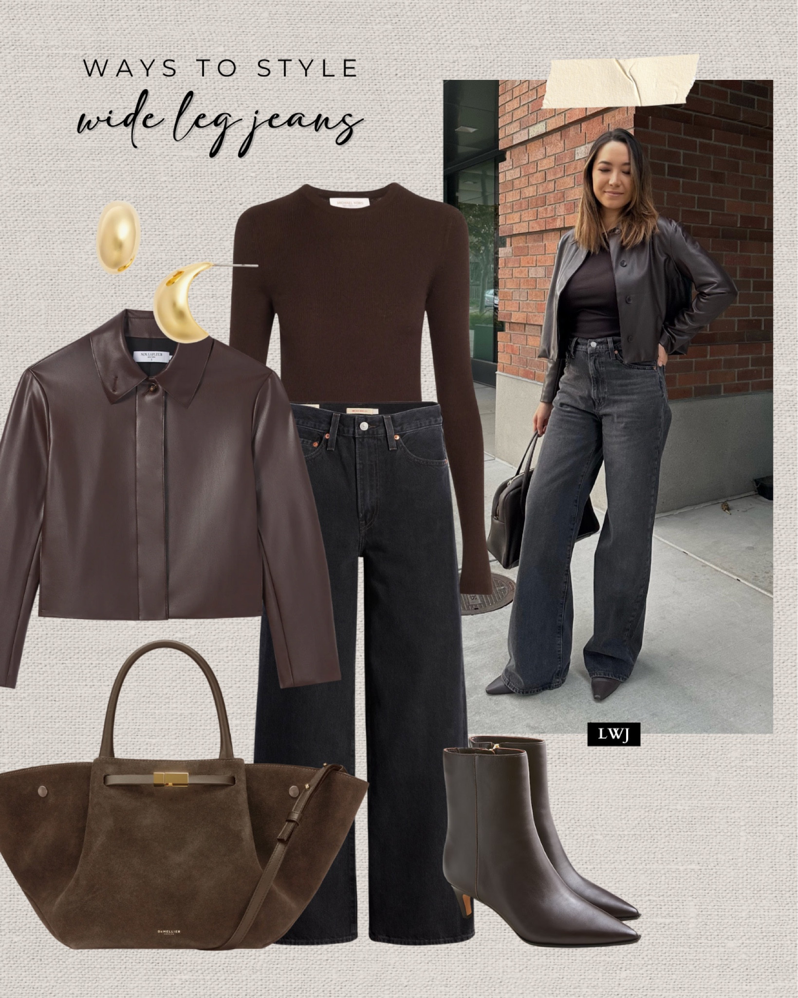 Ways to style wide leg jeans 

MMLaFleur Cropped leather jacket - on sale 
Levi’s ribcage wide leg jeans 
Jcrew Stevie ankle booties 

#LTKSaleAlert #LTKSeasonal #LTKStyleTip