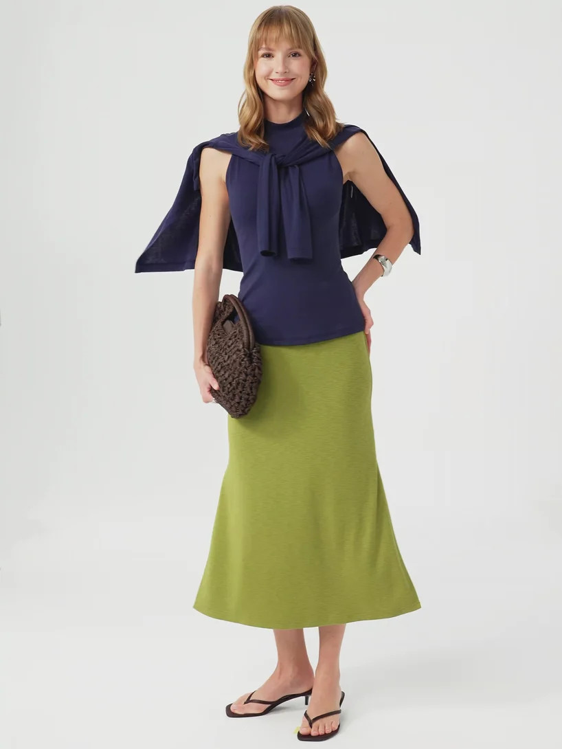 Eco-Mousse\u00ae Side-Slit A-Line Midi Skirt | OGLmove