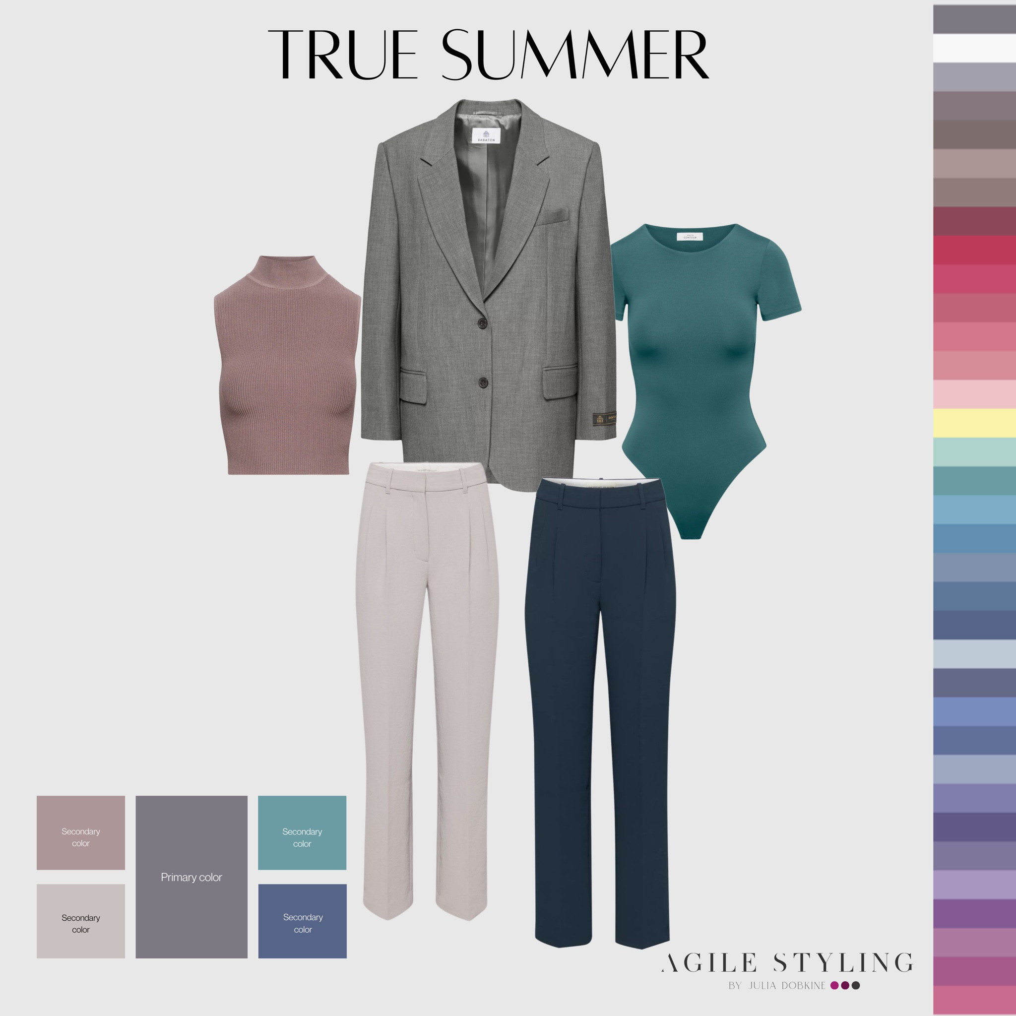 Create the perfect True Summer capsule with classic pants, a grey blazer, and a cropped turtleneck. Effortlessly chic and classy for any occasion! #TrueSummer

Check out my styling guide for more tips 🙌

#LTKworkwear #LTKSeasonal #LTKstyletip