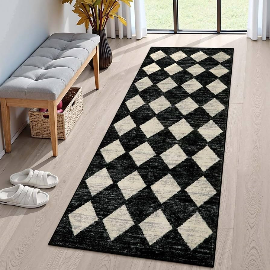 Lahome Washable Black and White Kitchen Runner Rug, 2x5 Soft Non Slip Laundry Room Rug Bathroom R... | Amazon (US)