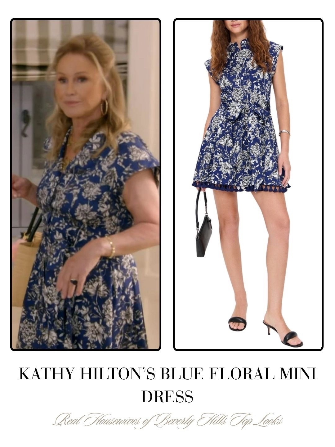 Kathy Hilton’s Blue Floral Mini Dress 
