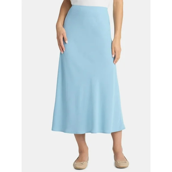 Time and Tru Women's Midi Pull On Slip Skirt, Sizes XS-XXXL | Walmart (US)