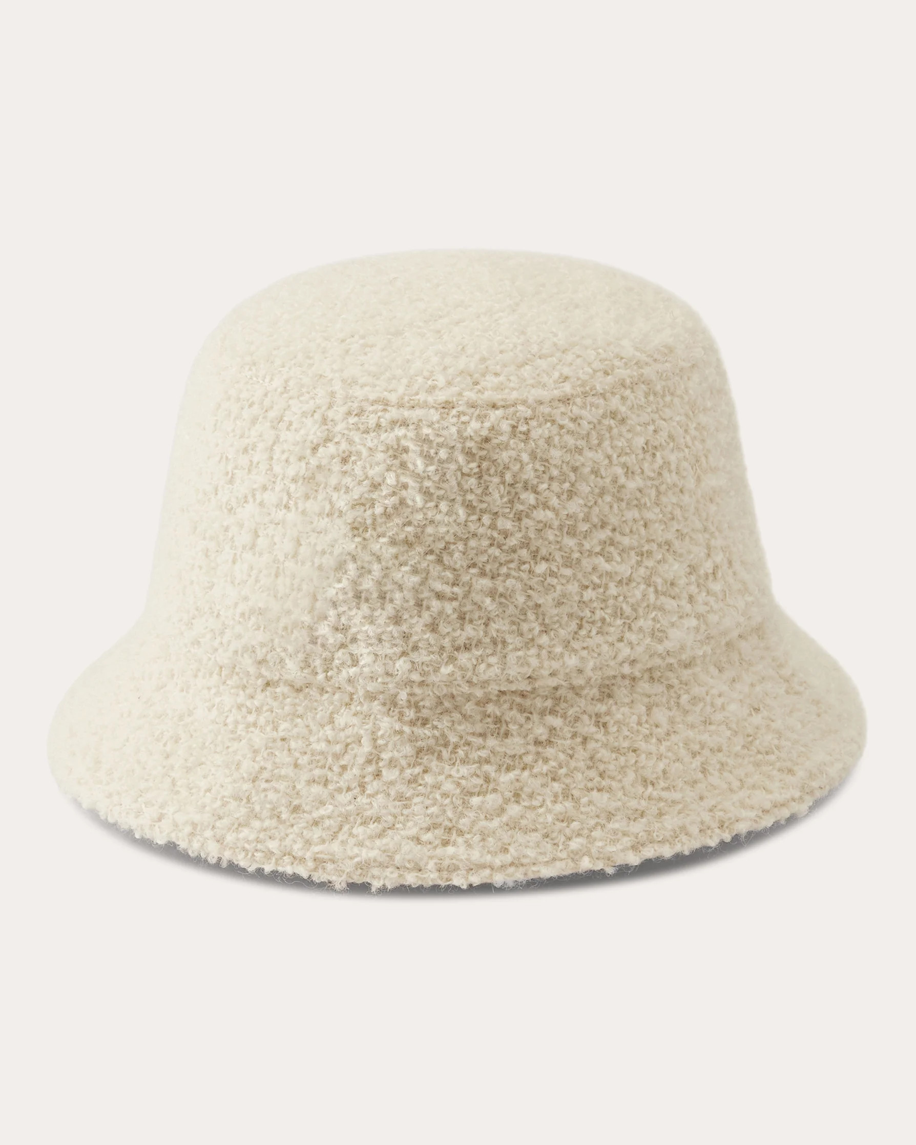Helen Kaminski Women's Mackenzie Bouclé Bucket Hat in Cream Suede/Leather/Wool | Olivela