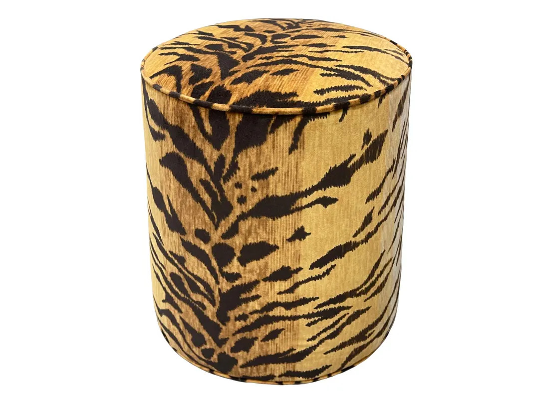 The Tight Round Ottoman : Bengal Velvet // Sand | Round Stool | Upholstered Ottoman | Upholstered... | Etsy (US)