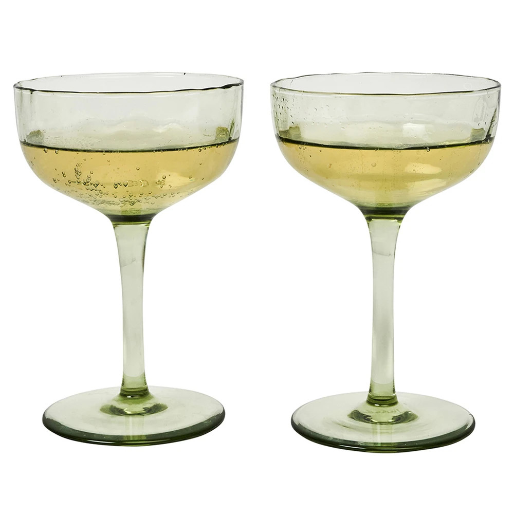 Juliska Puro Modern Classic Basil Cocktail Coupe Glass - Set of 2 | Kathy Kuo Home