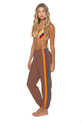 5 STRIPE SWEATPANTS - MOCHA | Aviator Nation