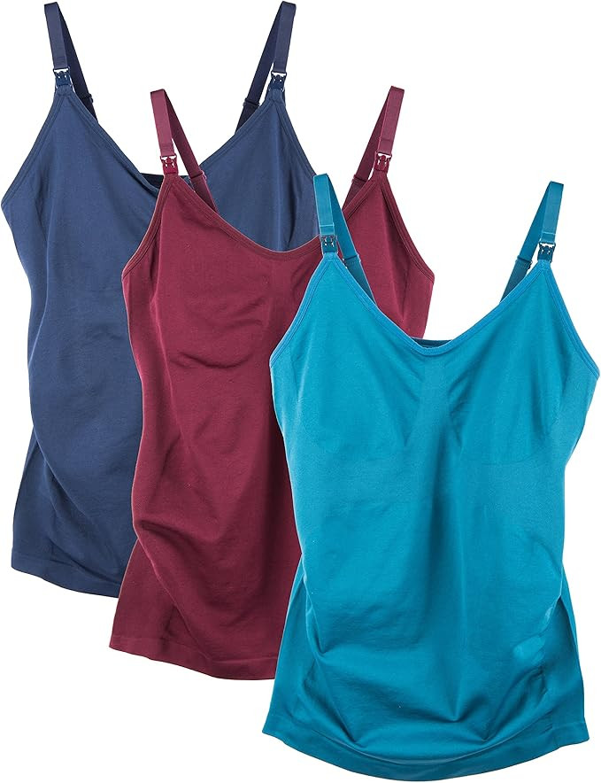 Caramel Cantina 3 Pack Women's Nursing Cami Built In Bra | Amazon (US)