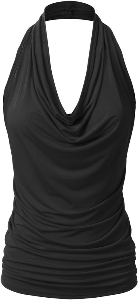 EIMIN Women's Casual Halter Neck Draped Front Sexy Backless Tank Top (S-3XL) | Amazon (US)