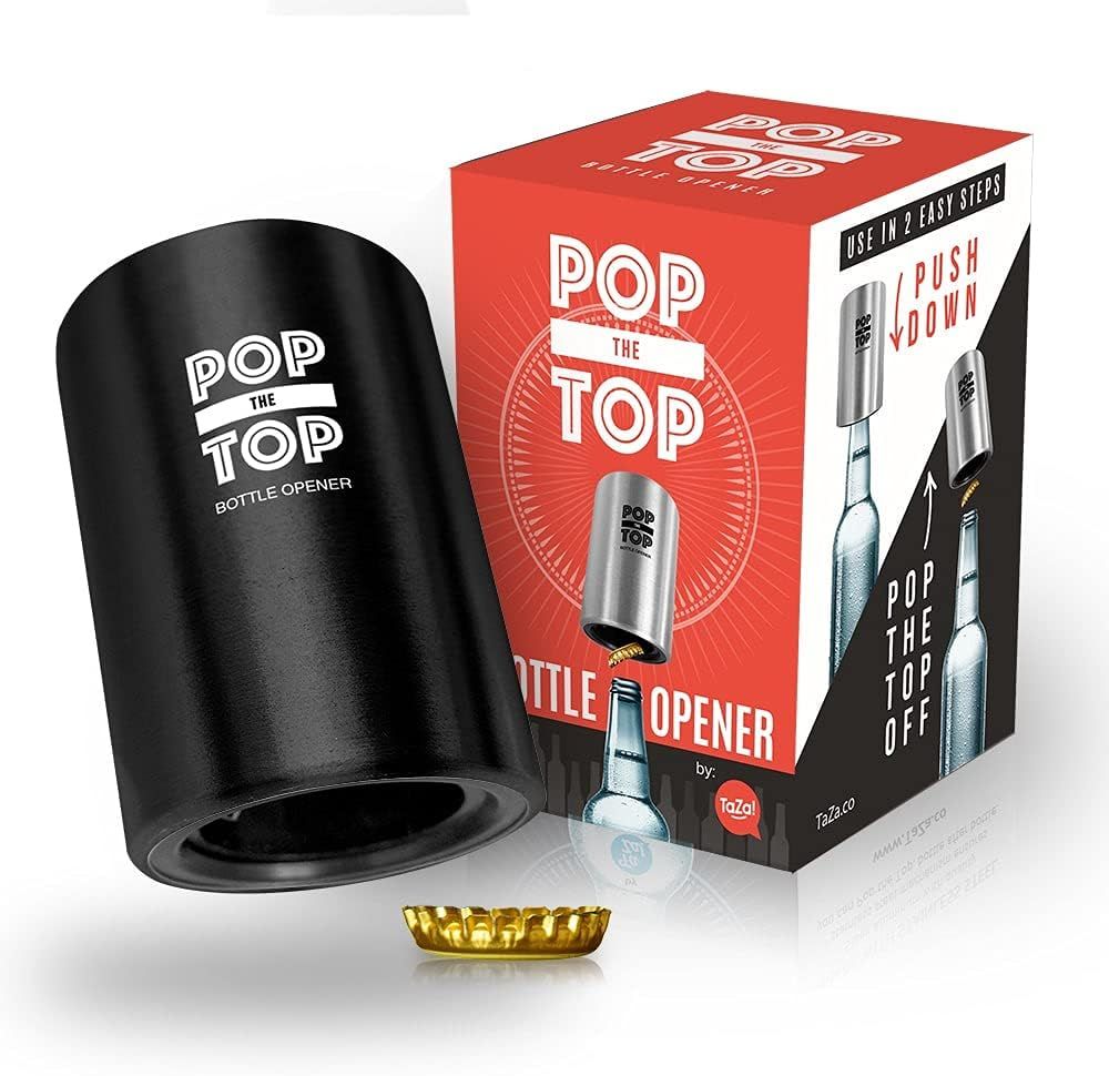 Pop-the-Top Beer Bottle Opener (Black): Automatic Bottle Cap Opener, Push Down Pop Off Bar Tool, ... | Amazon (US)