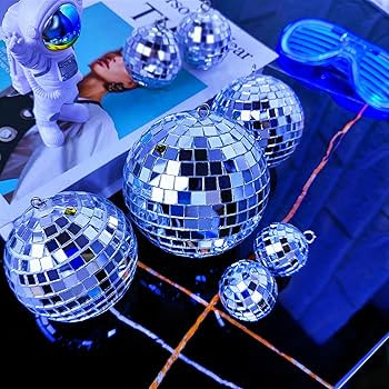 54 Pcs Disco Ball, Hanging Disco Ball Decor Ornaments Mini Silver Disco Ball Cake Topper Mirror B... | Amazon (US)