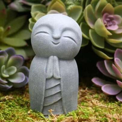 2-Piece Set Of Fun And Creative Desktop Decorations Can Be Placed In Garden Pots To Decorate; Auspicious Blessing Buddha Figurines; Resin Material; Sl | SHEIN