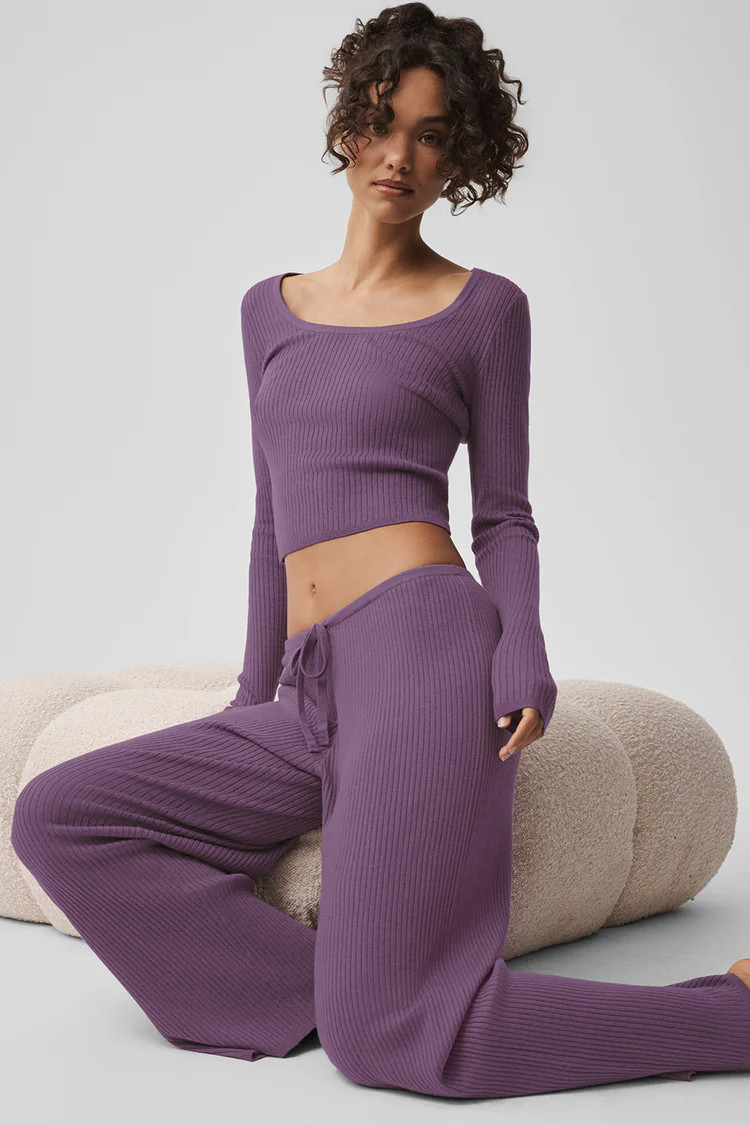 Sweater Knit Mid-Rise Unwind Wide Leg Pant | Alo Yoga (US)