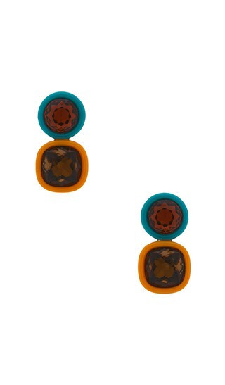 Lele Sadoughi Gem Duo Earrings in Orange, Teal. | Revolve Clothing (Global)