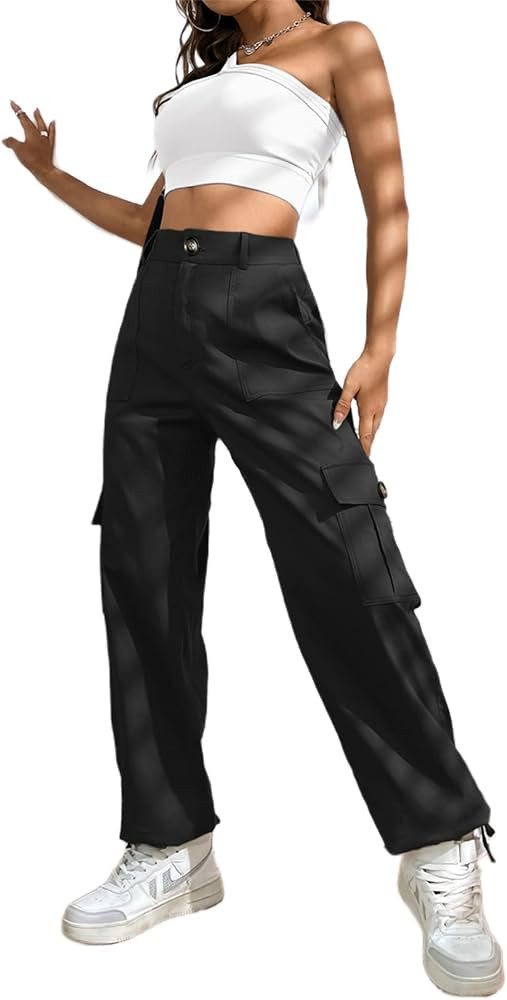 LOLOCCI Cargo Pants for Women High Waisted Travel Tactical Streetwear Casual Pants with 6 Pockets... | Amazon (US)