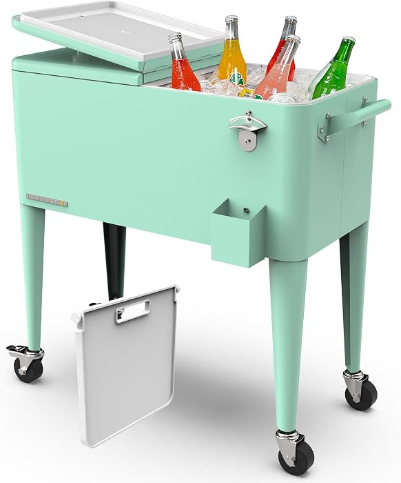 Permasteel Party Cooler with Divider, Spacious 80-Qt Capacity, Chills 36hrs, Serving Tray, Rollin... | Amazon (US)
