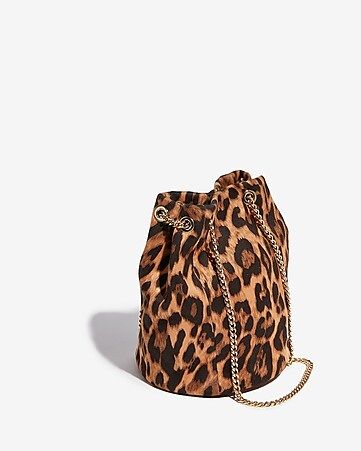 leopard chain handle bucket bag | Express
