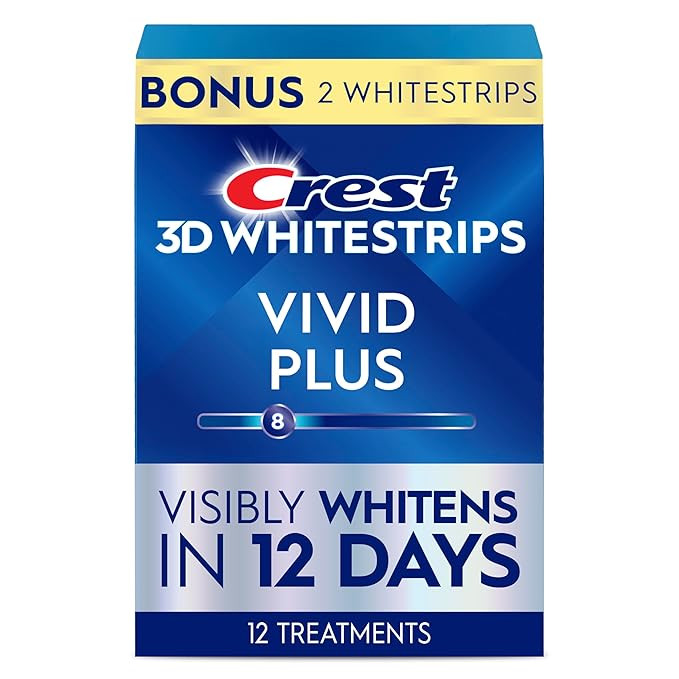 Crest 3D Whitestrips Vivid Plus, Teeth Whitening Strip Kit, 10 Treatments + 2 Bonus Treatments (E... | Amazon (US)