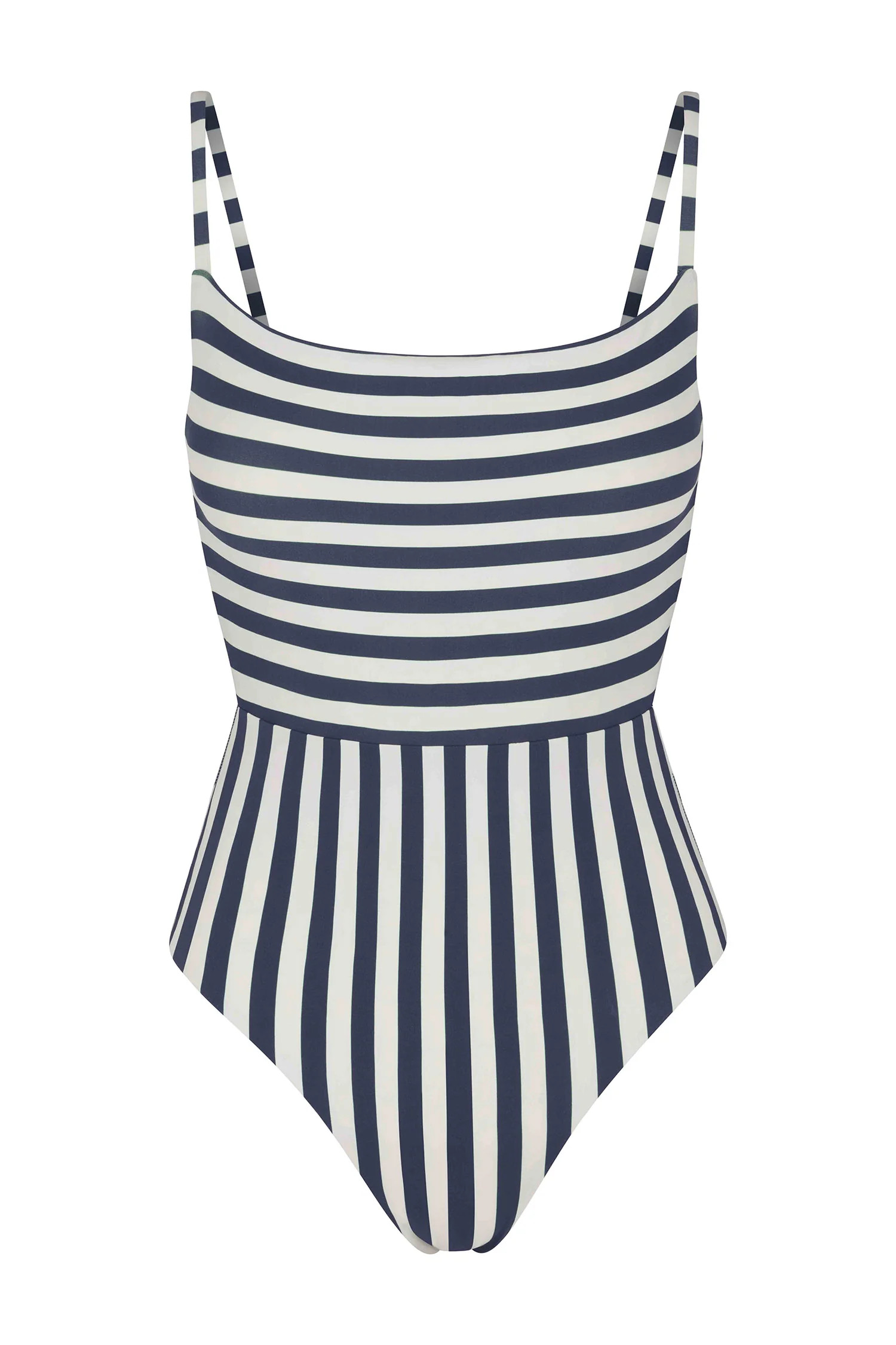 Square Neck Open Back One-Piece in Mixed Stripes | Anemos Swim (US)