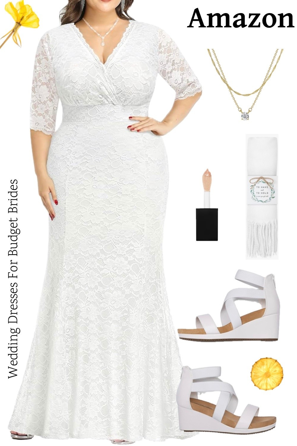 Affordable wedding day outfit idea for the plus size bride to be. Bridal dress is around $65. Find everything on Amazon. 

Reception dress, courthouse elopement dress, long white dress, minimalist wedding dress, or microwedding dress, curvy bride dress. 

#LTKWedding #LTKSeasonal #LTKPlusSize