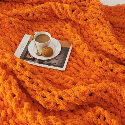 Chunky Knit Chenille Blanket, Soft Handmade Cable Throw | Wayfair North America