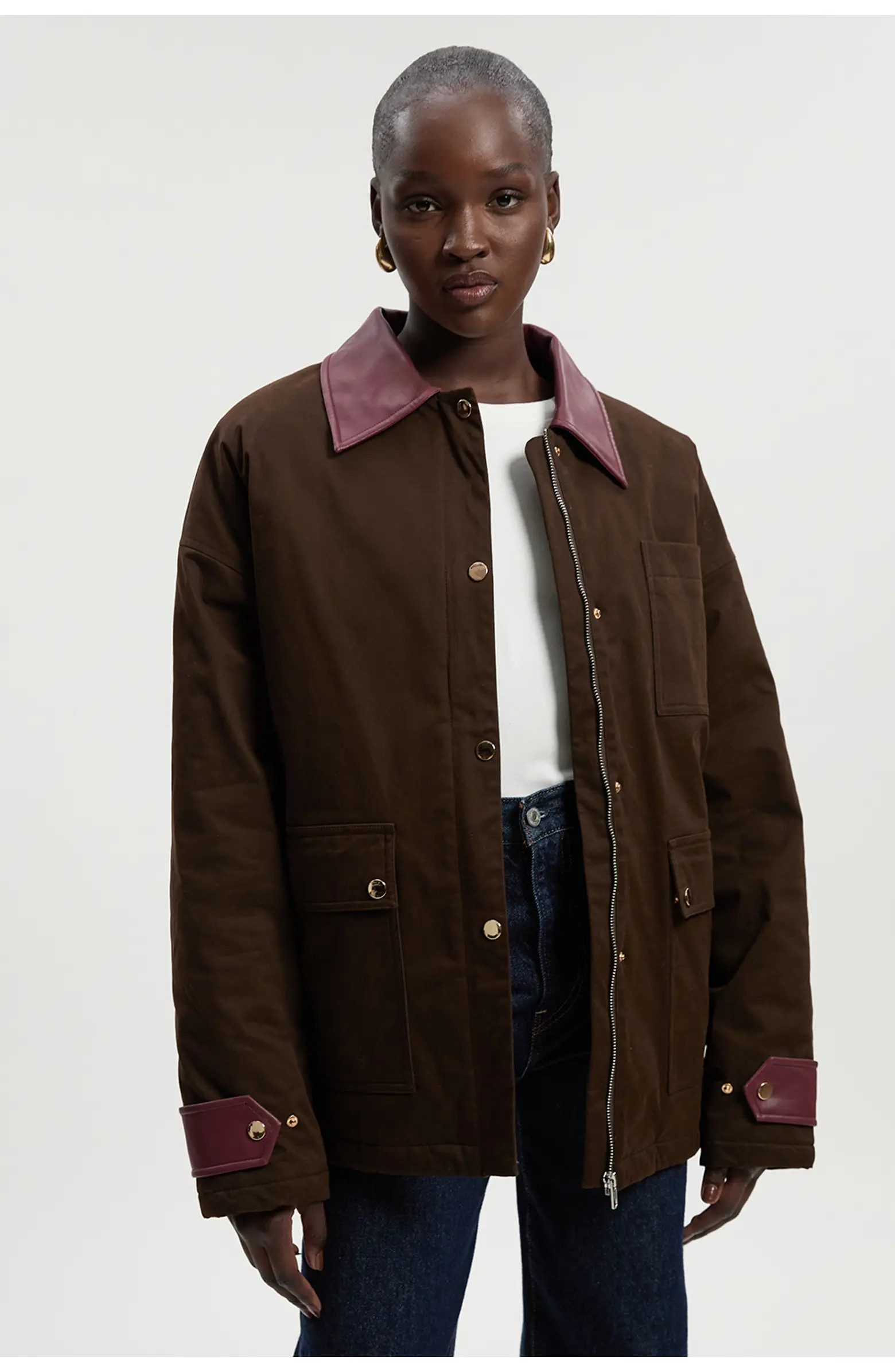 Karen Millen Quilted Contrast Collar Barn Jacket | Nordstrom | Nordstrom