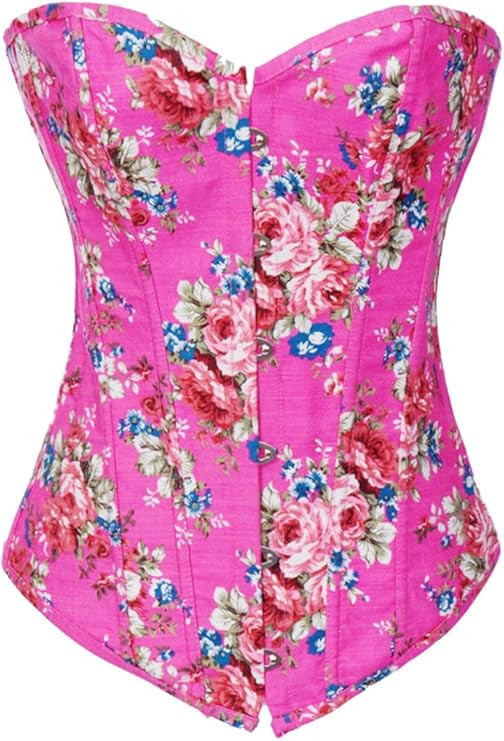 Alivila.Y Fashion Womens Vintage Floral Denim Overbust Corset Bustier Top | Amazon (US)